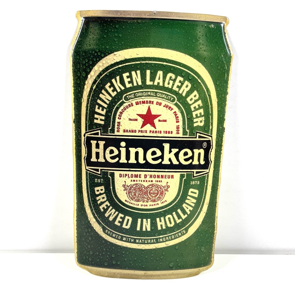Vintage Heineken Can Metal Beer Sign 17" x 9.5"